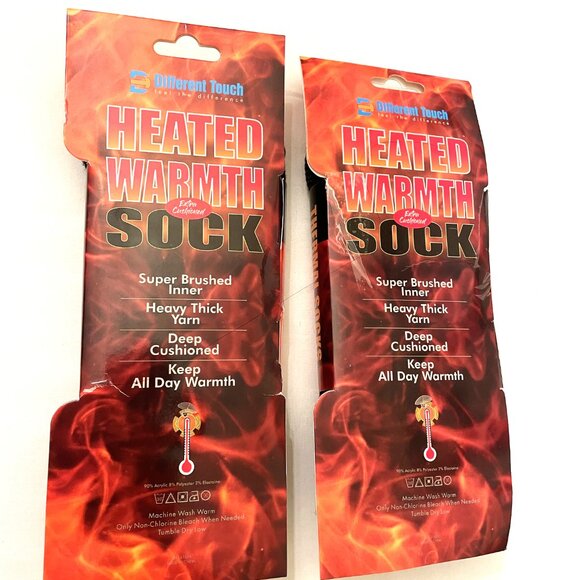 2 pr. Different Touch Thermal Socks Winter Extra Cushioned 10-13 Heavy Thick - Picture 2 of 3